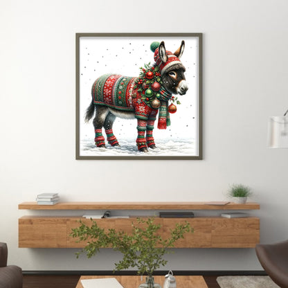 Christmas Pony - 18CT Stamped Cross Stitch 30*30CM