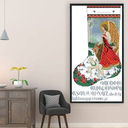 Holy Angel Stockings - 14CT Stamped Cross Stitch 43*70CM(Joy Sunday)