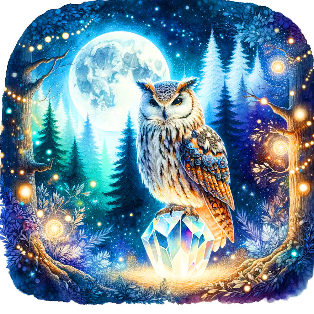 Owl - Full Round Drill Diamond Painting 40*40CM