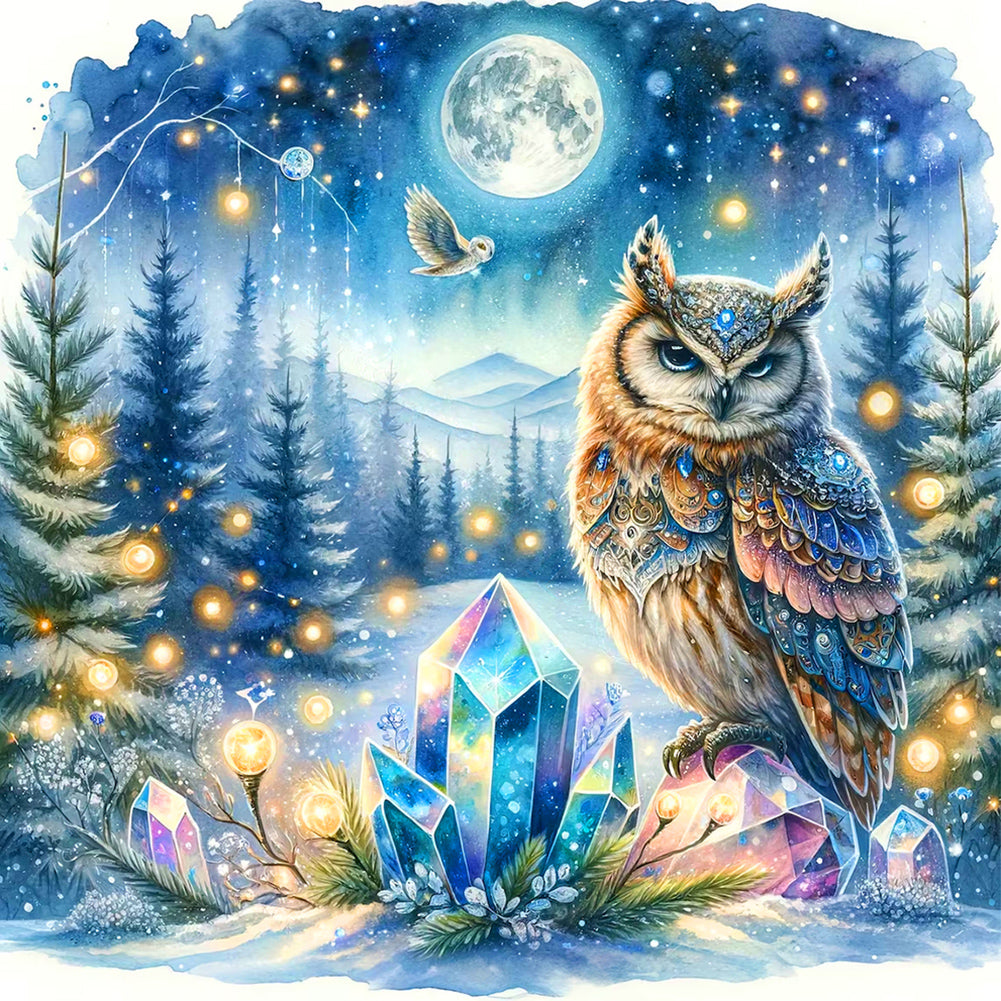 Owl - Full Round Drill Diamond Painting 40*40CM