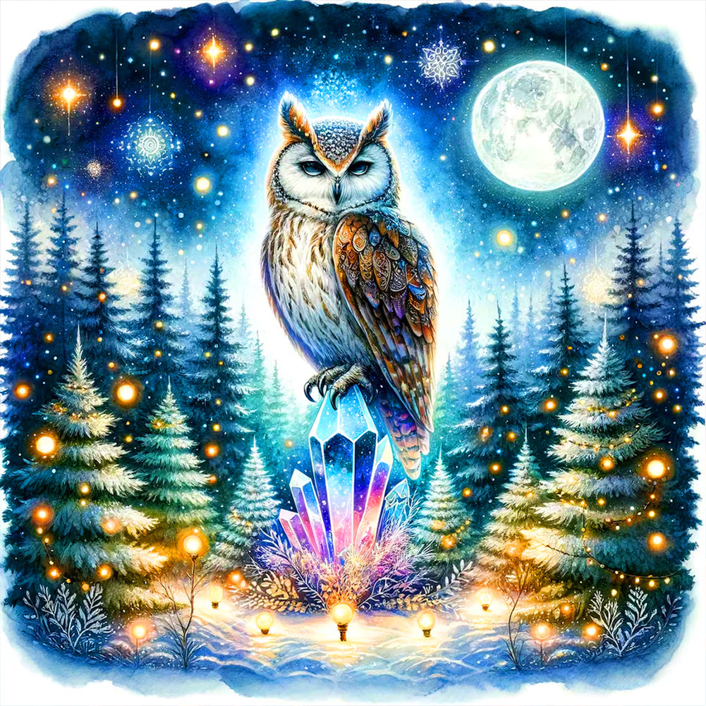 Owl - Full Round Drill Diamond Painting 40*40CM