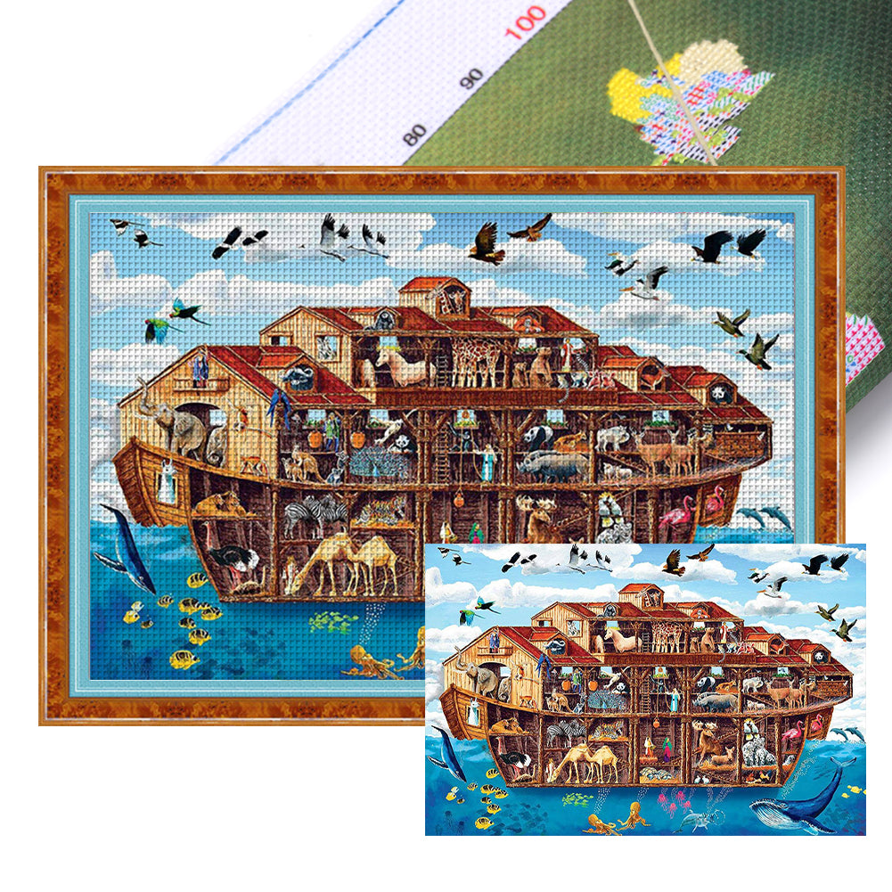 Animals On Noah'S Ark - 11CT Stamped Cross Stitch 70*50CM