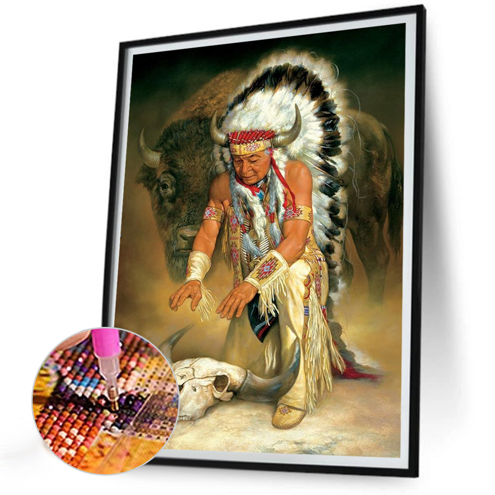 Indians - Full Round Drill Diamond Painting 30*40CM