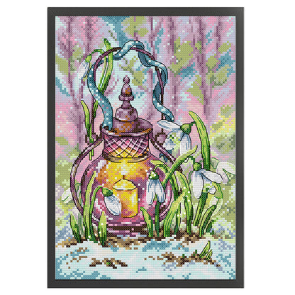 Spring Lantern - 11CT Stamped Cross Stitch 26*38CM(Joy Sunday)