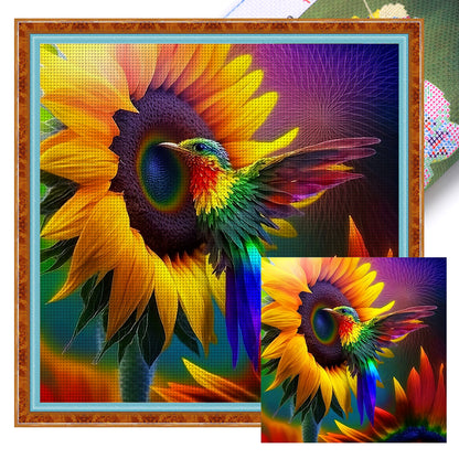 Hummingbird And Sunflower - 11CT Stamped Cross Stitch 40*40CM