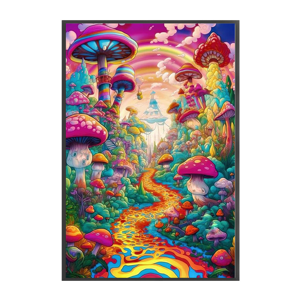 Mushroom House World - 11CT Stamped Cross Stitch 50*75CM