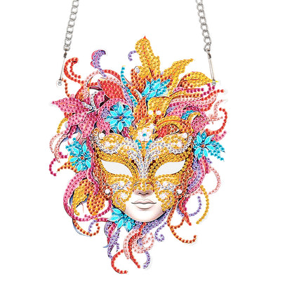 Acrylic Single-Sided 5D DIY Diamond Painting Hanging Pendant (Pink Yellow Mask)