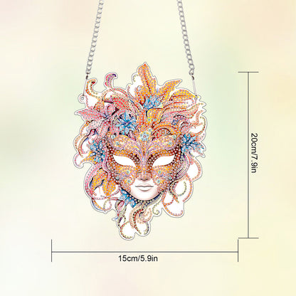 Acrylic Single-Sided 5D DIY Diamond Painting Hanging Pendant (Pink Yellow Mask)