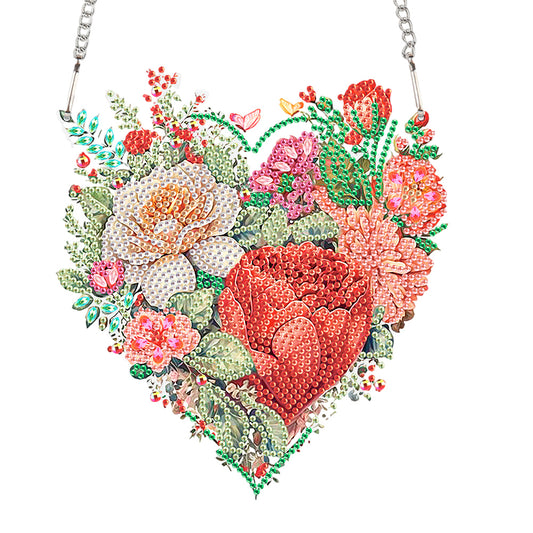 Acrylic Single-Sided 5D DIY Diamond Painting Hanging Pendant (Heart Flower Grass