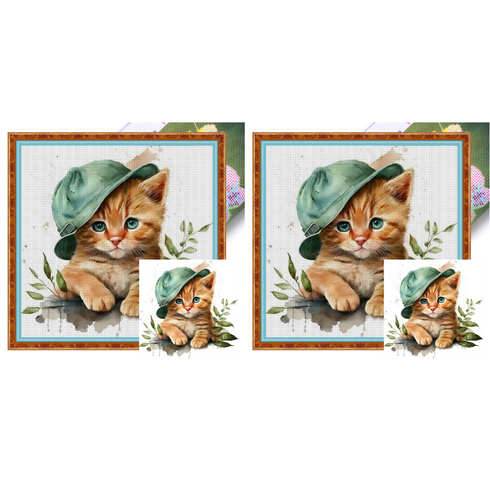 Cat - 18CT Stamped Cross Stitch 20*20CM