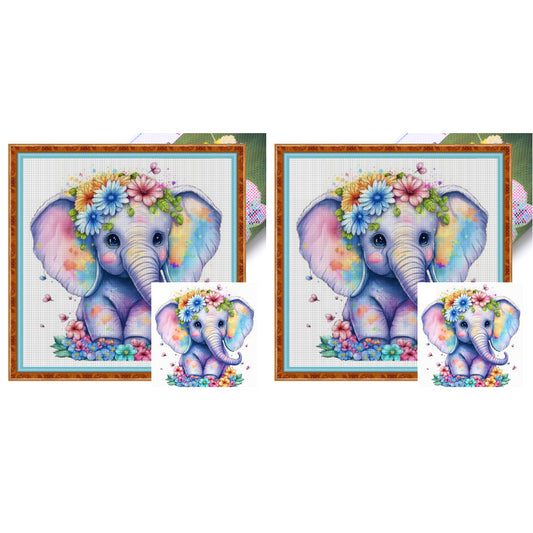 Elephant - 18CT Stamped Cross Stitch 20*20CM