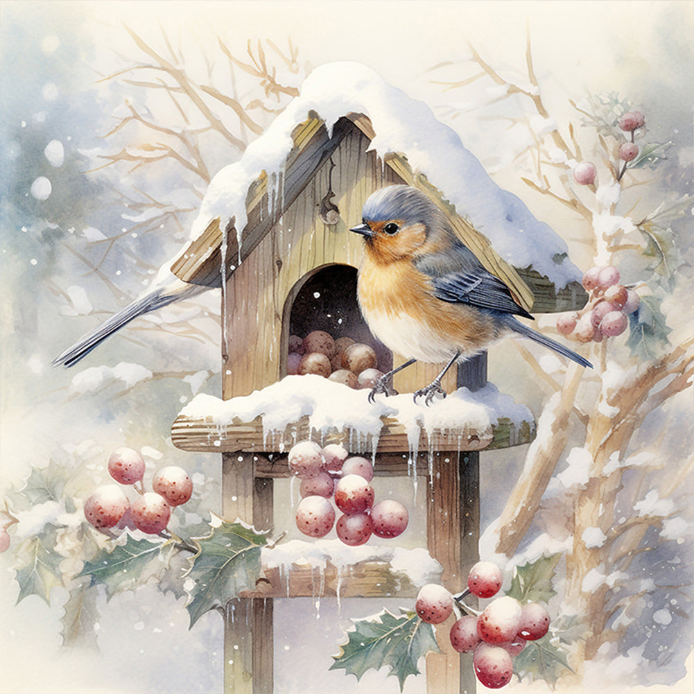 Bird In Snow - 11CT Stamped Cross Stitch 50*50CM