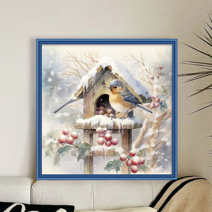 Bird In Snow - 11CT Stamped Cross Stitch 50*50CM