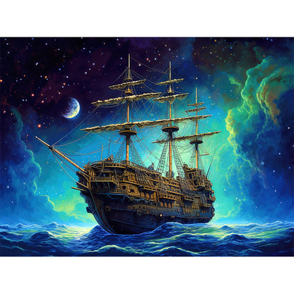 Sea Sailing Boat - Full Round Drill Diamond Painting 40*30CM