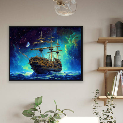 Sea Sailing Boat - Full Round Drill Diamond Painting 40*30CM