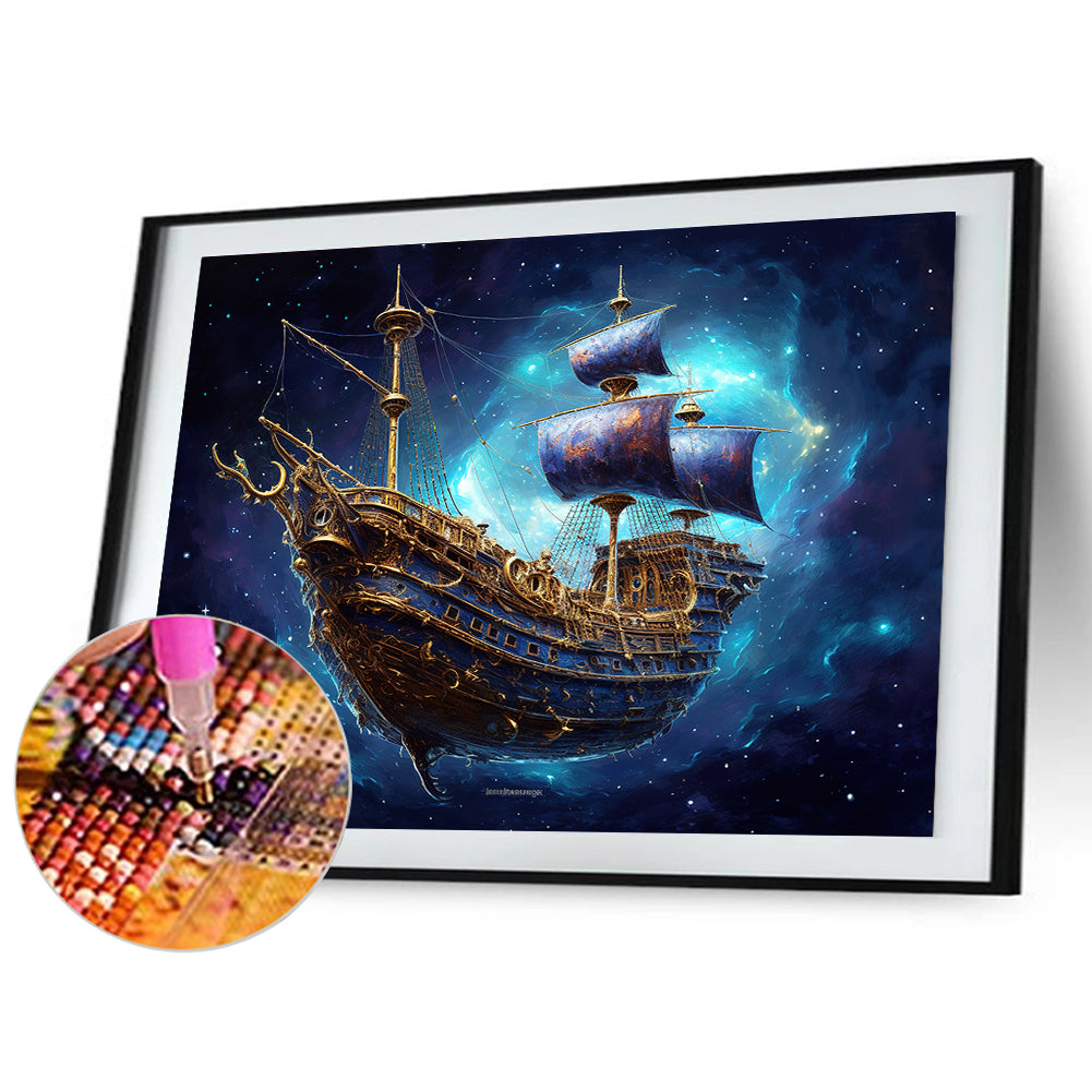 Sea Sailing Boat - Full Round Drill Diamond Painting 40*30CM