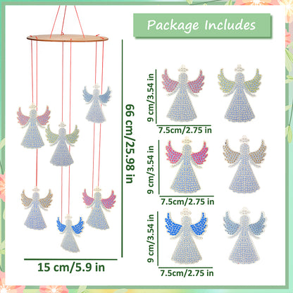 Double Sided Diamond Painting Hanging Pendant Feather Wind Chime(Luminous Angel)