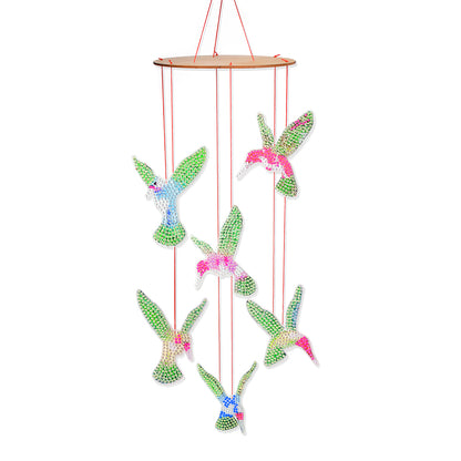 Double Sided Diamond Painting Hanging Pendant Feather Wind Chime (Luminous Bird)