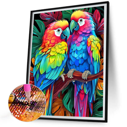 A Pair Of Colorful Parrots - Full Round Drill Diamond Painting 30*40CM