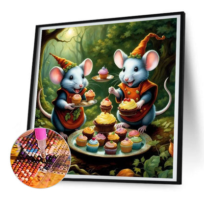 Mouse Tea Party In The Forest - Full Round Drill Diamond Painting 30*30CM