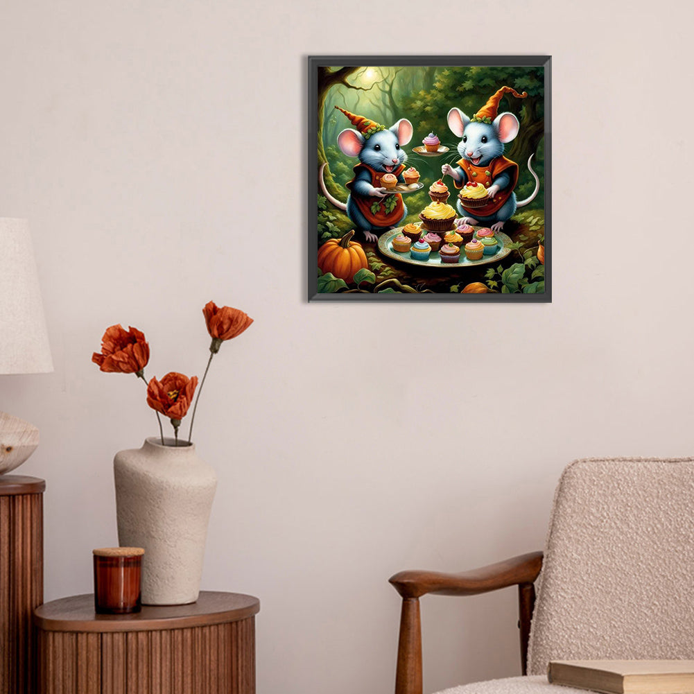 Mouse Tea Party In The Forest - Full Round Drill Diamond Painting 30*30CM