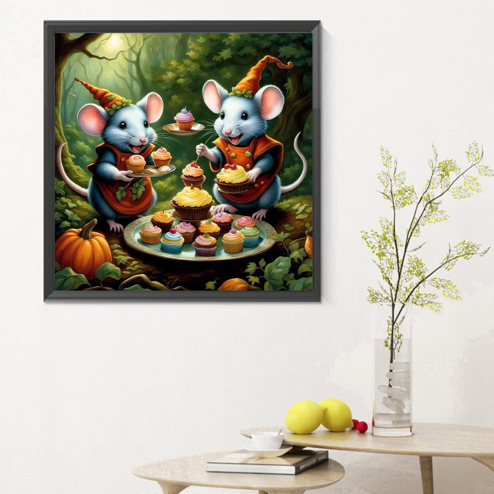 Mouse Tea Party In The Forest - Full Round Drill Diamond Painting 30*30CM