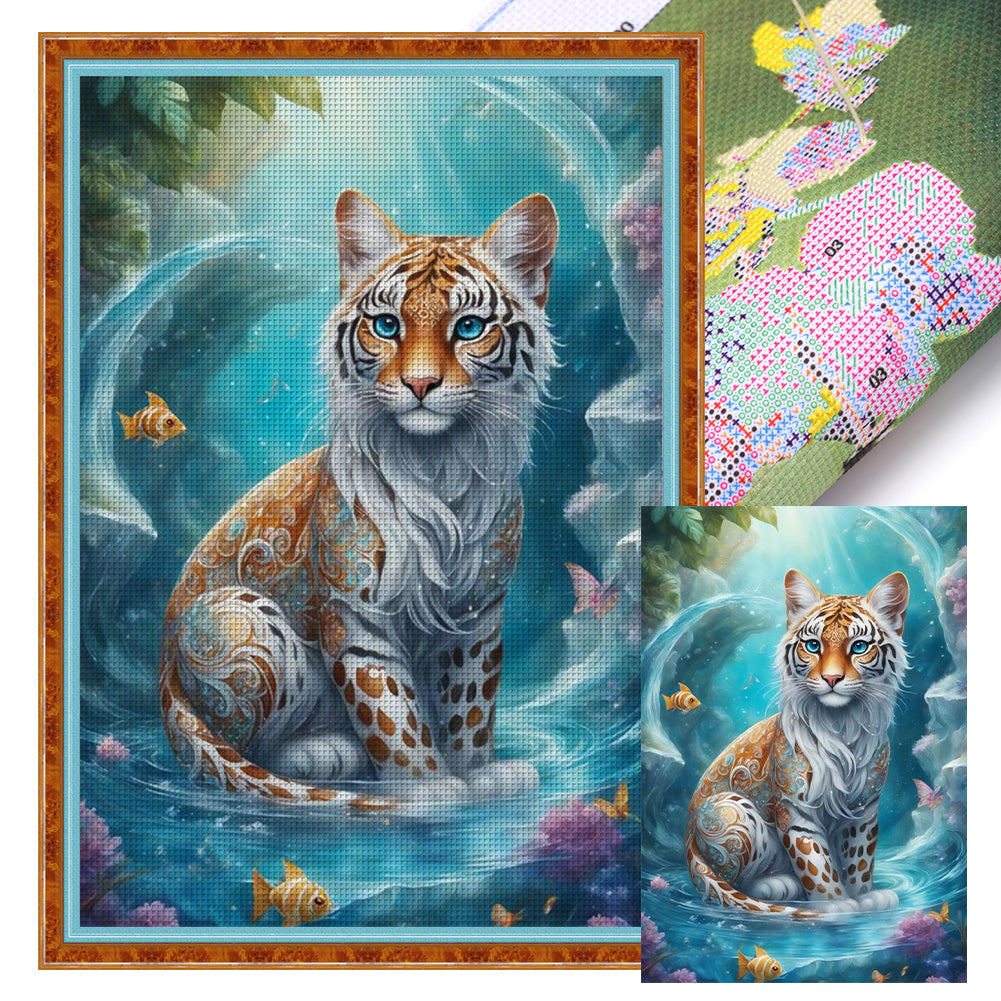 Tiger In Pool - 11CT Stamped Cross Stitch 40*60CM
