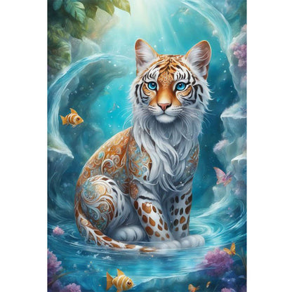 Tiger In Pool - 11CT Stamped Cross Stitch 40*60CM