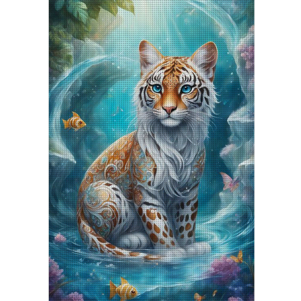 Tiger In Pool - 11CT Stamped Cross Stitch 40*60CM