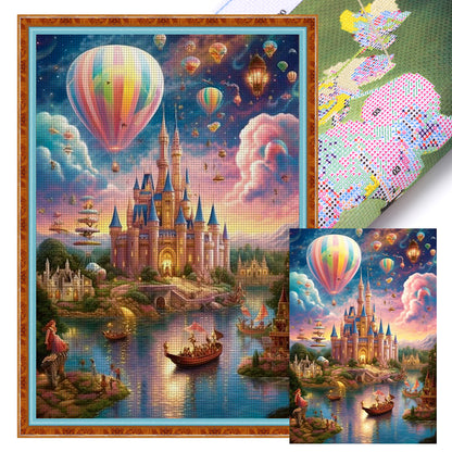 Hot Air Balloon Castle - 11CT Stamped Cross Stitch 40*60CM