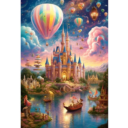 Hot Air Balloon Castle - 11CT Stamped Cross Stitch 40*60CM