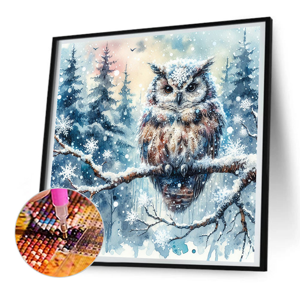 Snowy Owl - Full Round Drill Diamond Painting 30*30CM