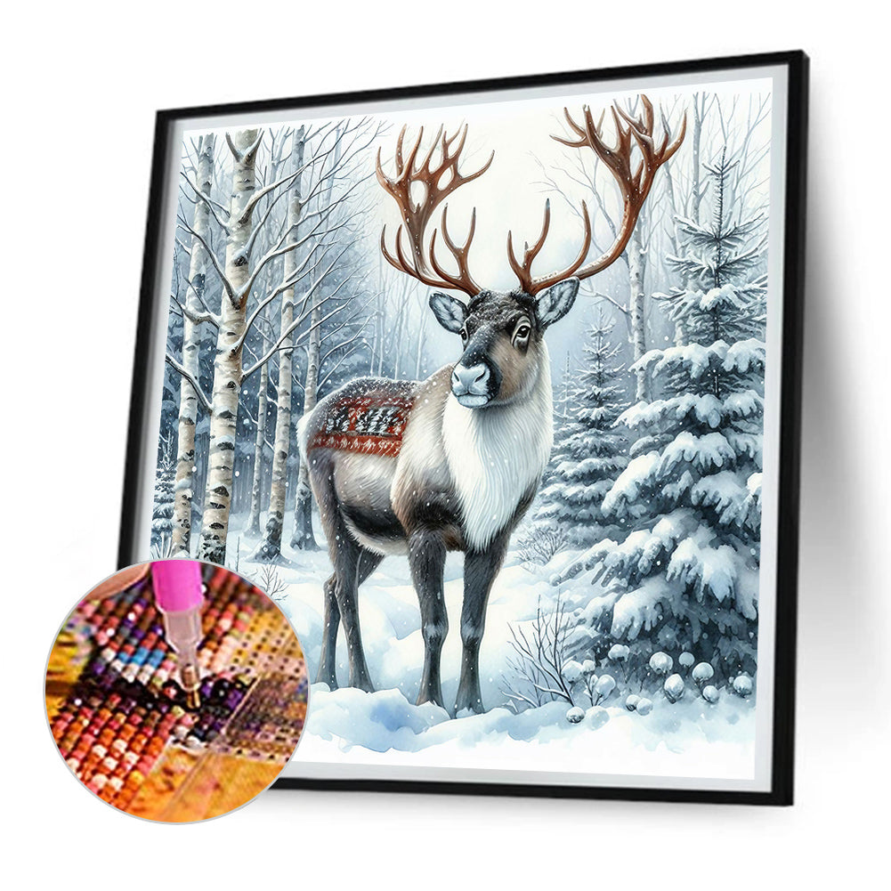 Snow Elk - Full Round Drill Diamond Painting 30*30CM