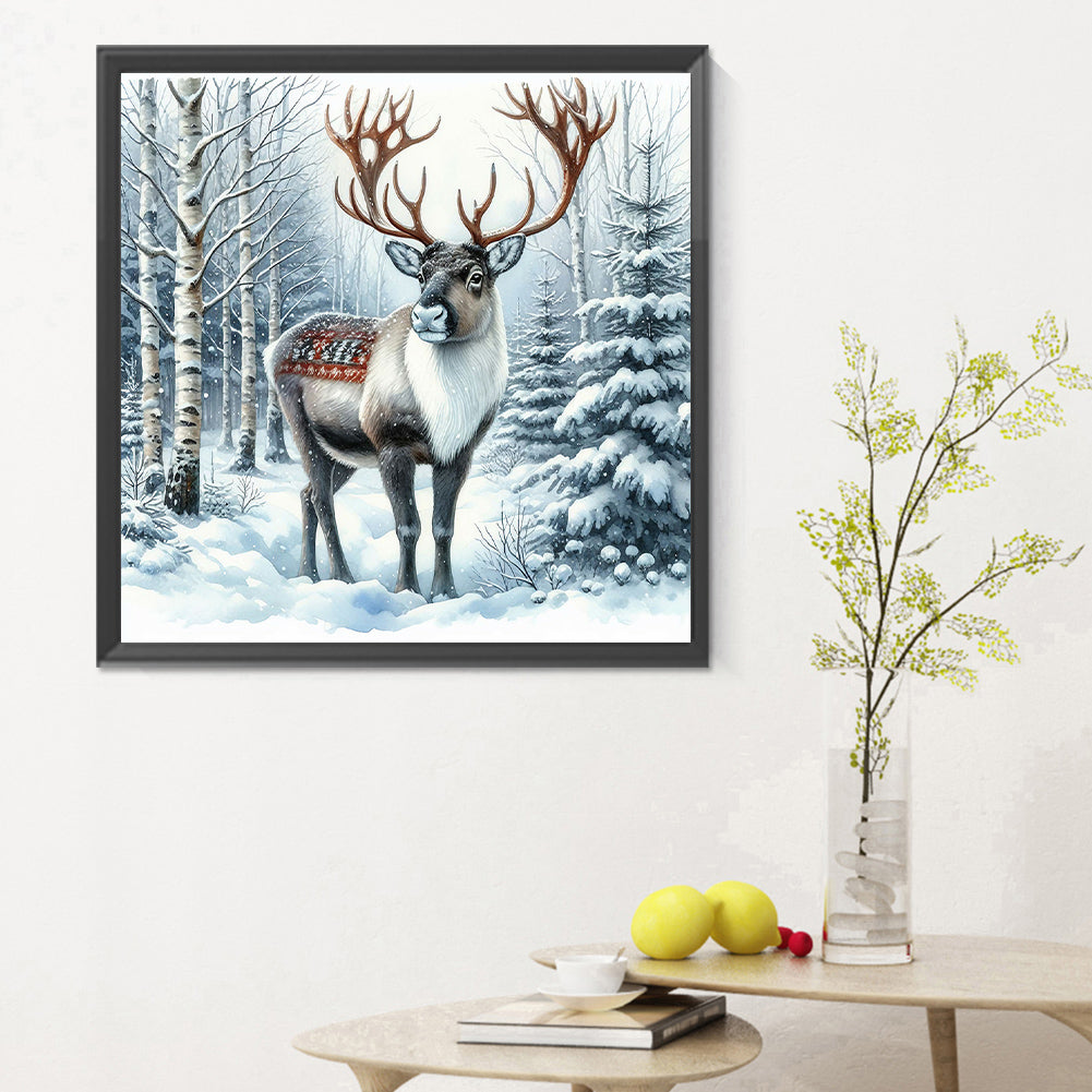 Snow Elk - Full Round Drill Diamond Painting 30*30CM