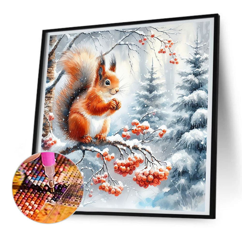 Snow Squirrel - Full Round Drill Diamond Painting 30*30CM