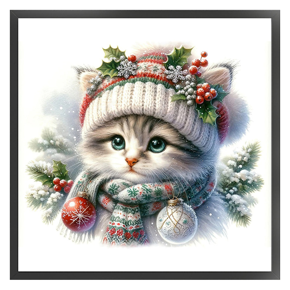 Cat - 18CT Stamped Cross Stitch 30*30CM