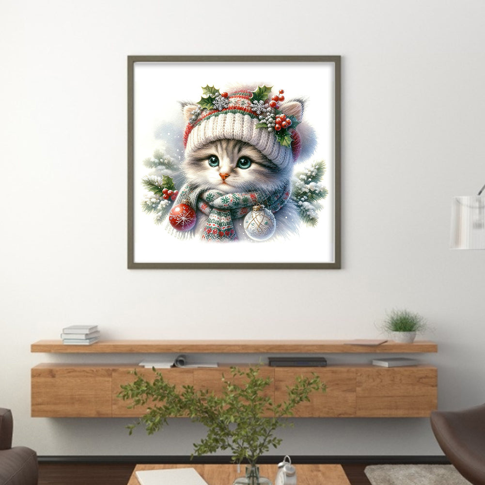 Cat - 18CT Stamped Cross Stitch 30*30CM