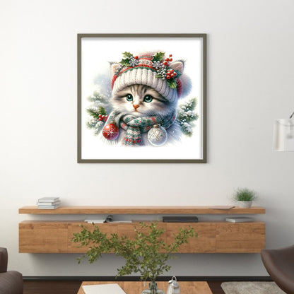 Cat - 18CT Stamped Cross Stitch 30*30CM