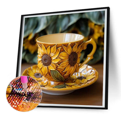 Sunflower Tea Set - Full Round Drill Diamond Painting 30*30CM