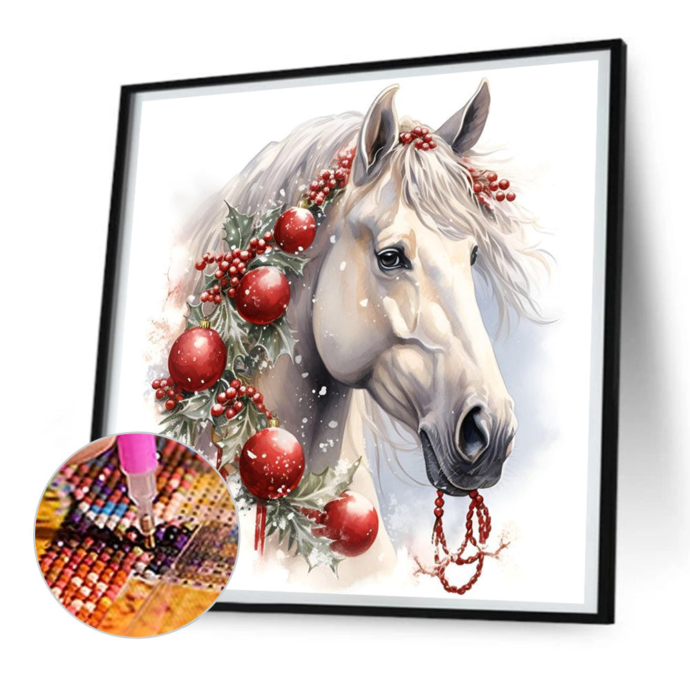 White Horse - Full Round Drill Diamond Painting 30*30CM