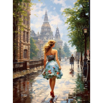 Oil Painting Woman - Full Round Drill Diamond Painting 30*40CM