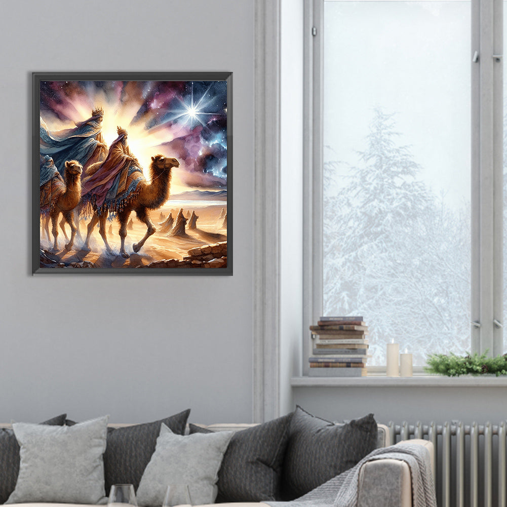 Nativity Of Jesus On Desert Camel - Full Round Drill Diamond Painting 30*30CM