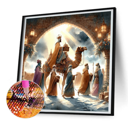 Nativity Of Jesus On Desert Camel - Full Round Drill Diamond Painting 30*30CM