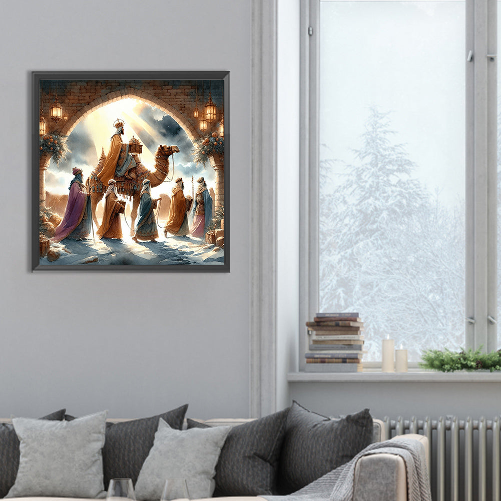 Nativity Of Jesus On Desert Camel - Full Round Drill Diamond Painting 30*30CM