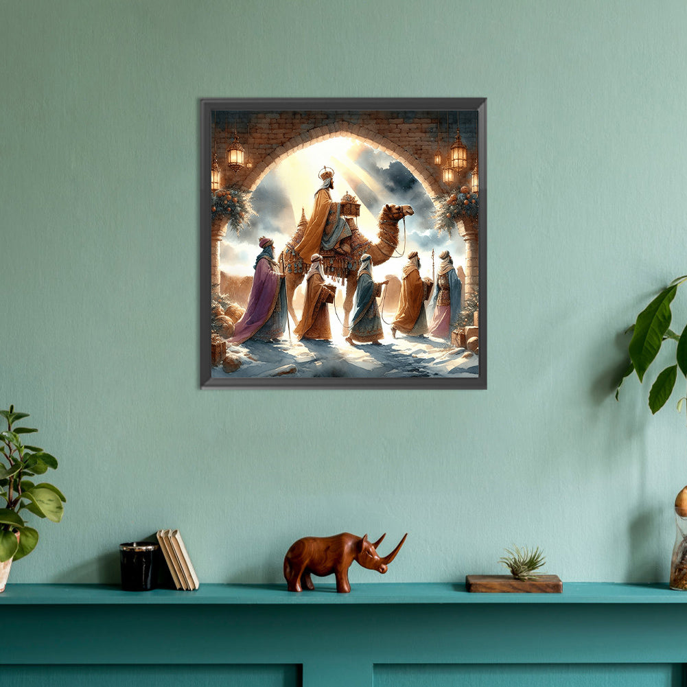 Nativity Of Jesus On Desert Camel - Full Round Drill Diamond Painting 30*30CM