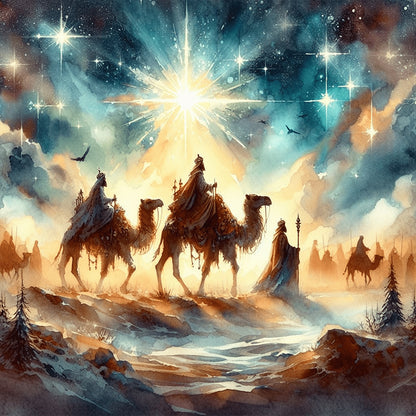 Nativity Of Jesus On Desert Camel - Full Round Drill Diamond Painting 30*30CM