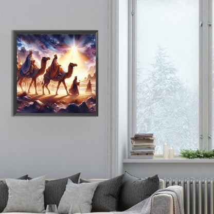 Nativity Of Jesus On Desert Camel - Full Round Drill Diamond Painting 30*30CM