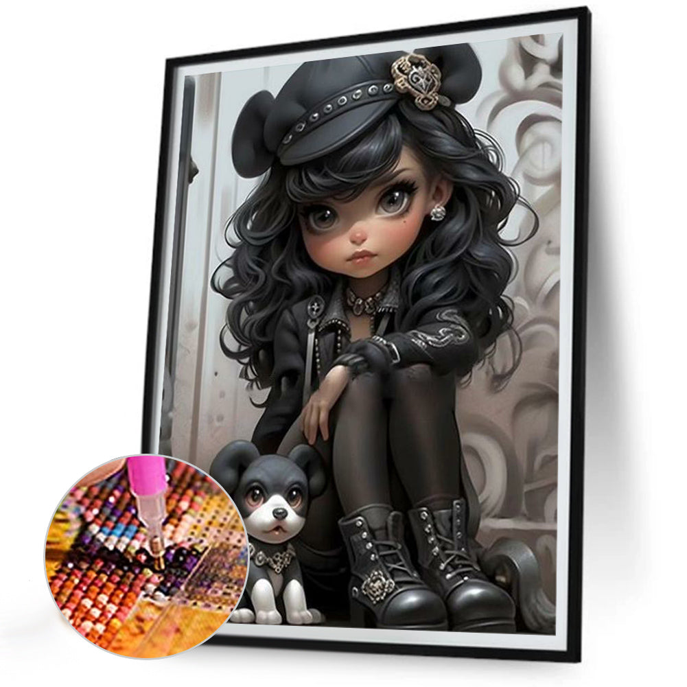 Sweet Cool Girl - Full Round Drill Diamond Painting 30*40CM