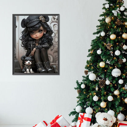 Sweet Cool Girl - Full Round Drill Diamond Painting 30*40CM