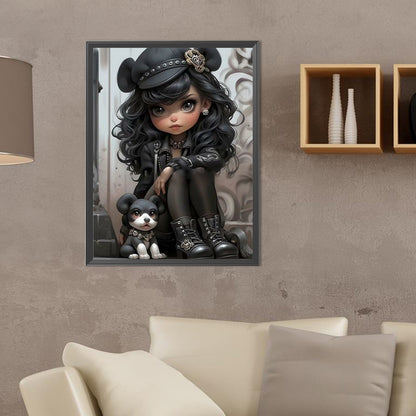 Sweet Cool Girl - Full Round Drill Diamond Painting 30*40CM
